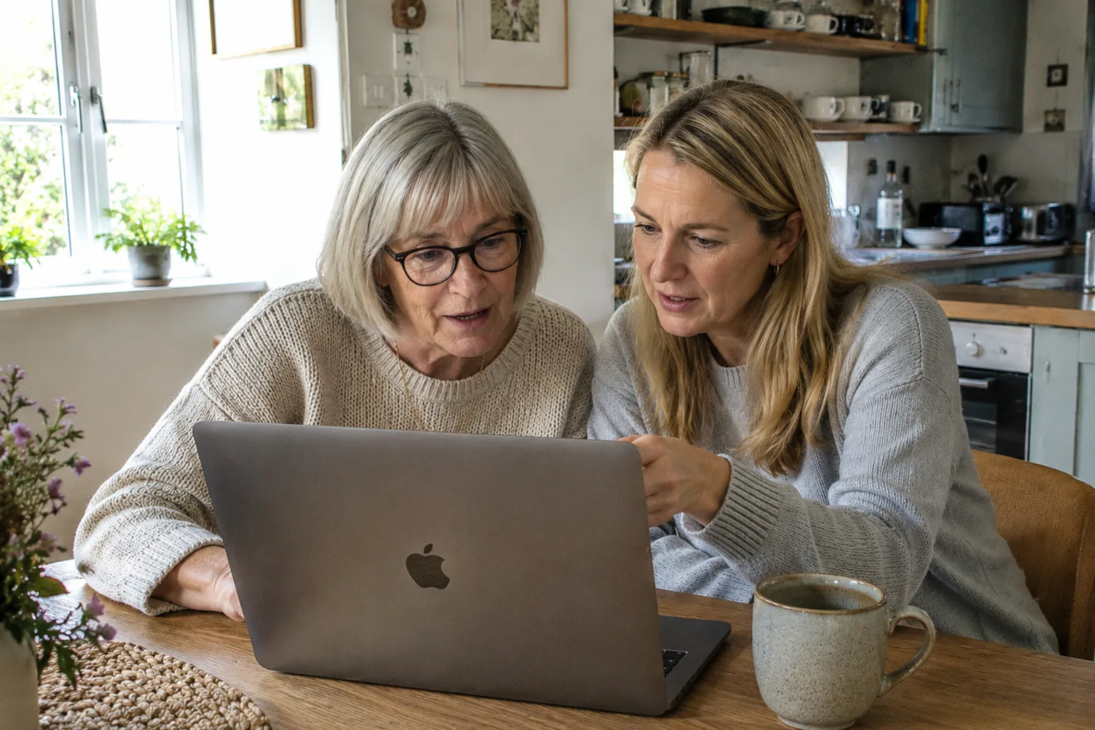 Choosing questions on a laptop at home