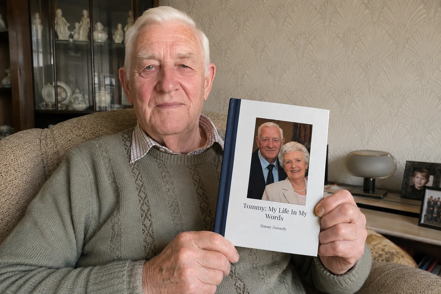 Tommy at home with his finished hardback